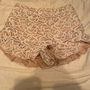 High-waisted embroidered shorts